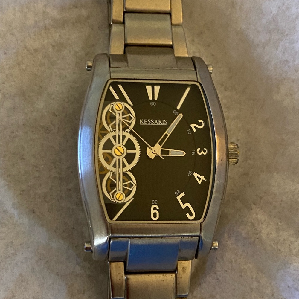 Kessaris Silver and Gold Men's Watch chronograph stainless steel